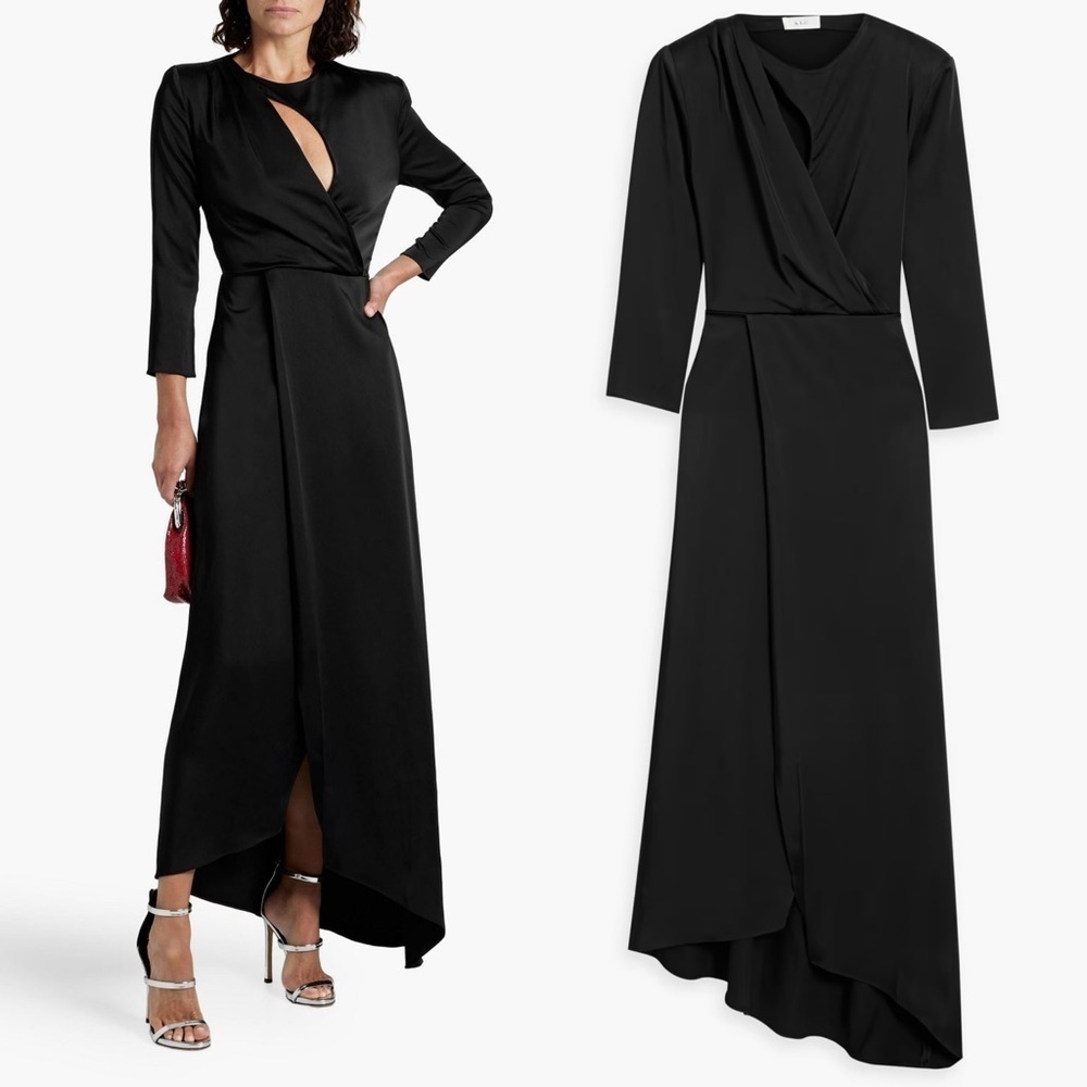 A.L.C. NWT Black Cutout Satin-Crepe Maxi Dress size 4